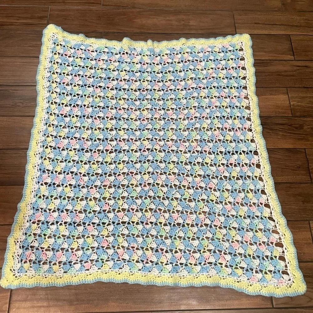 HANDMADE granny Crochet baby blanket multicolor knitted
